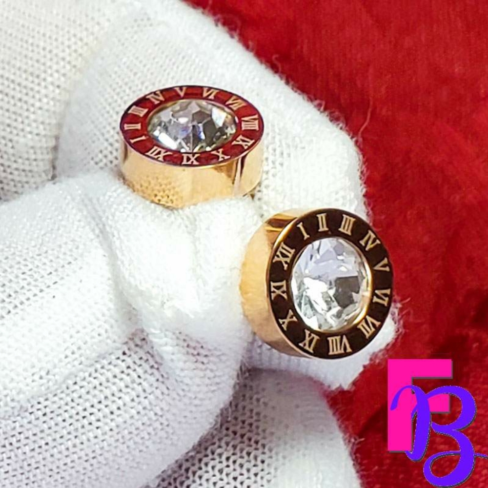 Roman Rose Gold Numeral Stud Earrings - Picture 4 of 8